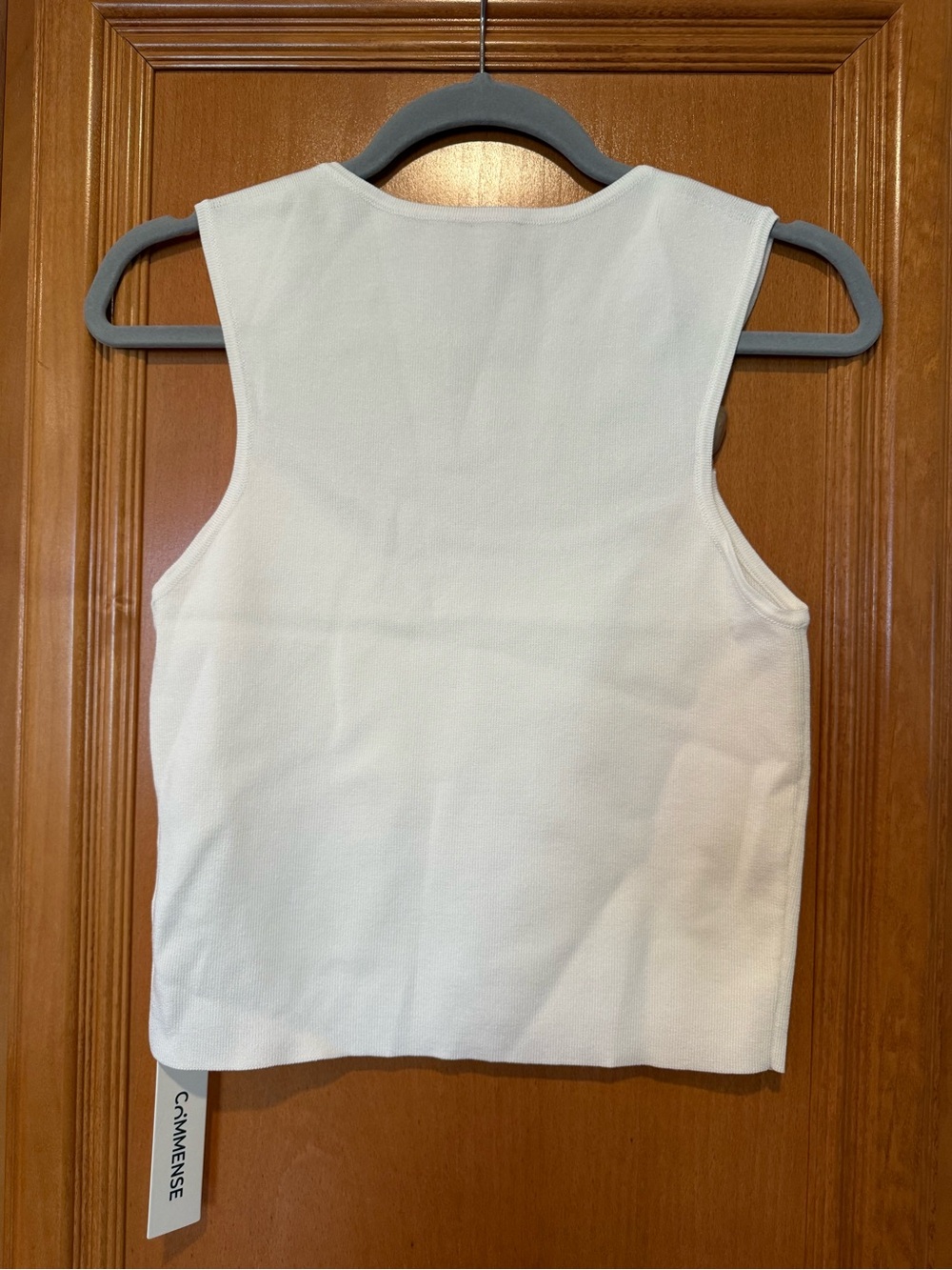 Commense White Beaded-Strap Crop Knit Tank - Picture 4 of 7